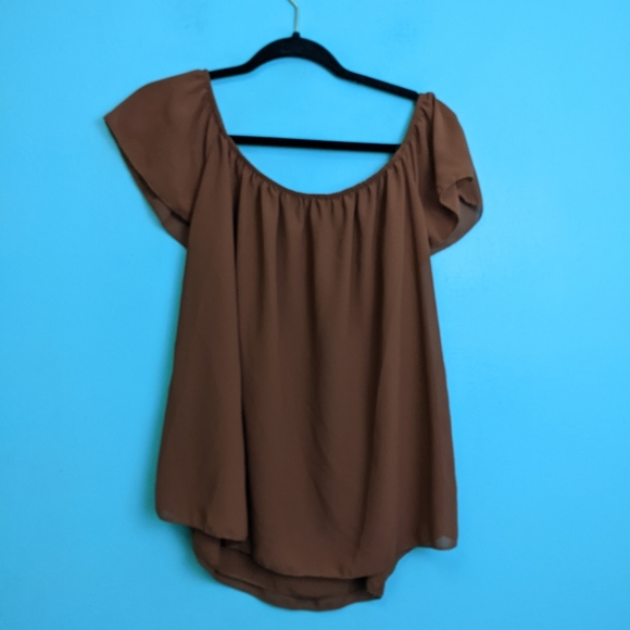 Mia & Co Brown Off Shoulder Top Small - Picture 3 of 6